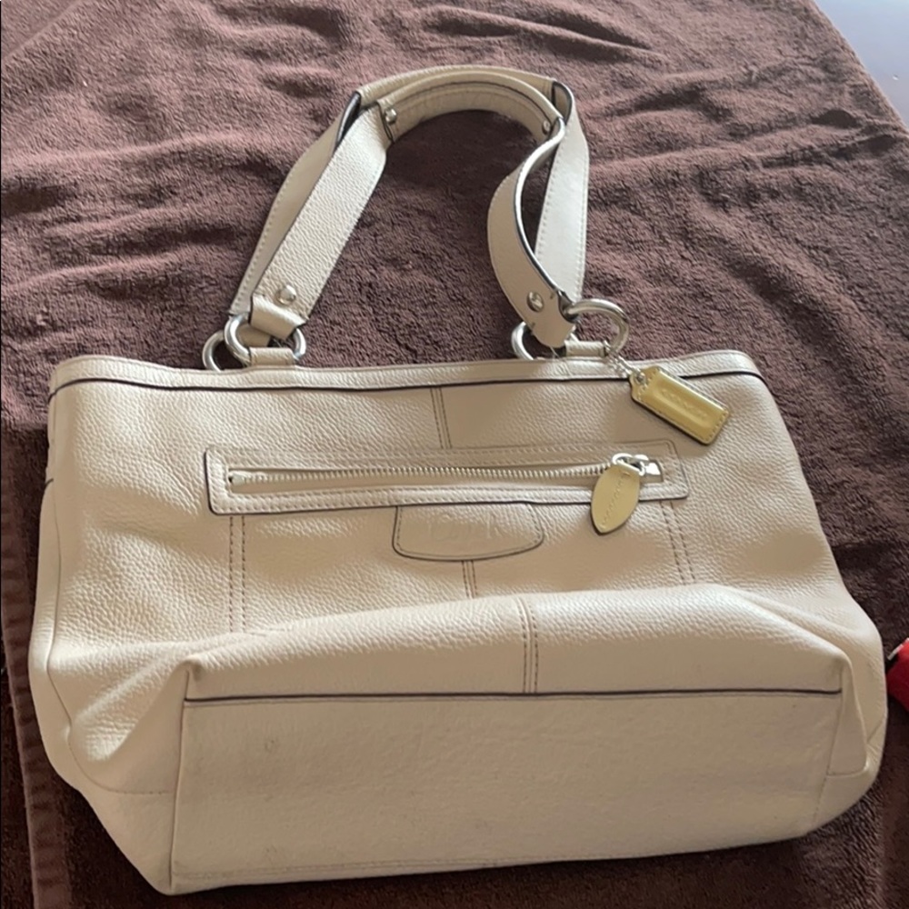 Cream Leather Coach Handbag